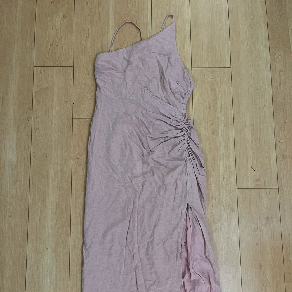 Blush Linen Asymmetrical Dress